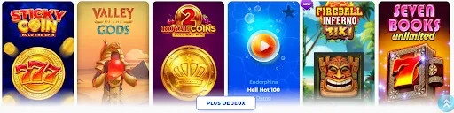 Jeux de machines à sous en vedette – sélection Posido avec Sticky Coin, Valley of the Gods et plus. Interface de jeu Posido affichant une sélection de machines à sous